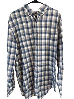 L.L. Bean Blue and White Plaid Button-Down Shirt